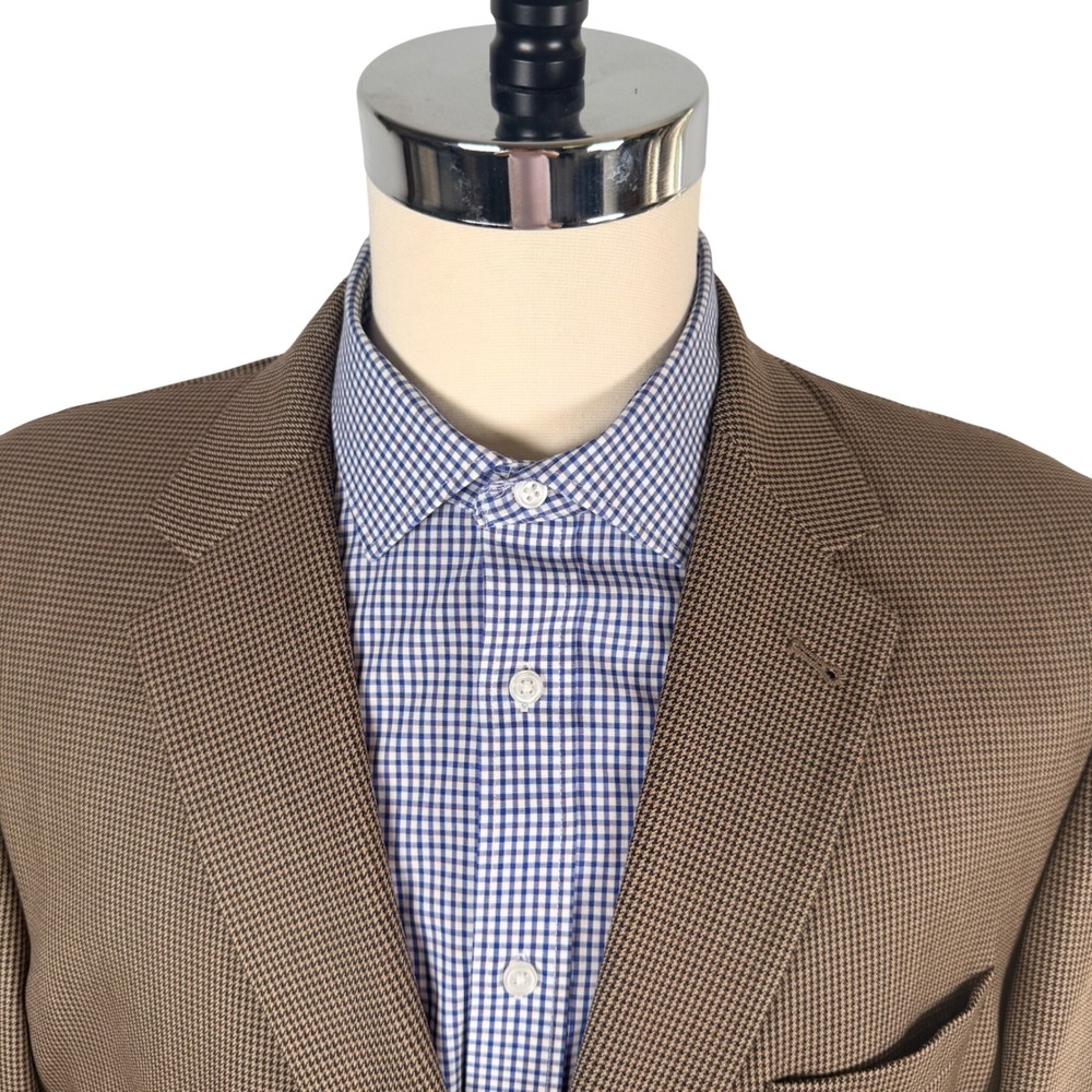 Jos A Bank Signature Collection Gordon 46 R Brown Houndstooth 100% Wool Blazer